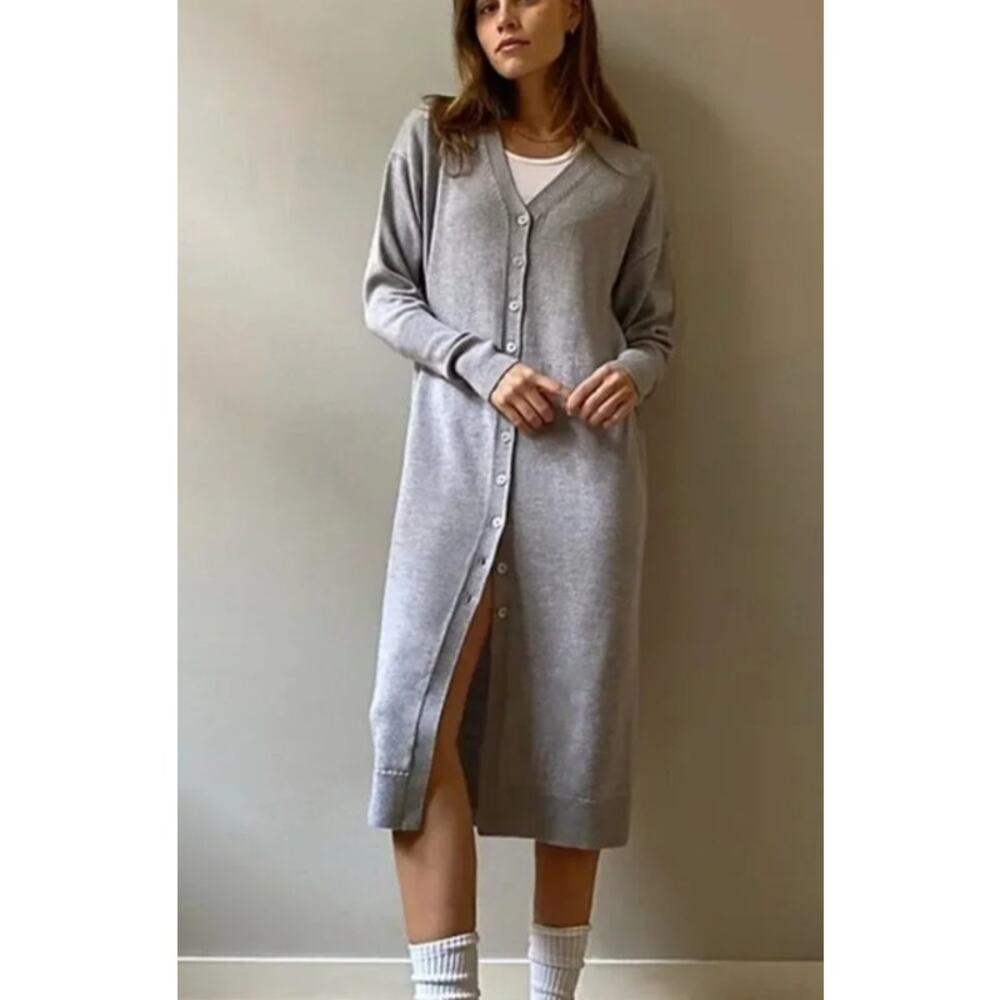 Aritzia Wilfred 100% Merino Wool Utopia Cardigan V-neck Longline Duster Sweater